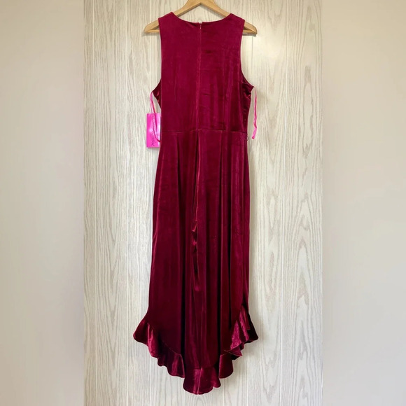 Betsy Johnson Burgundy Velvet Flare-Leg Jumpsuit Size 14 NWT - Picture 6 of 7